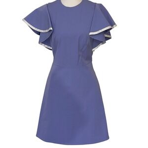 Pearl Lela Rose 2 Periwinkle Stretch‎ Cotton Flutter Sleeve Dress brunch Easter